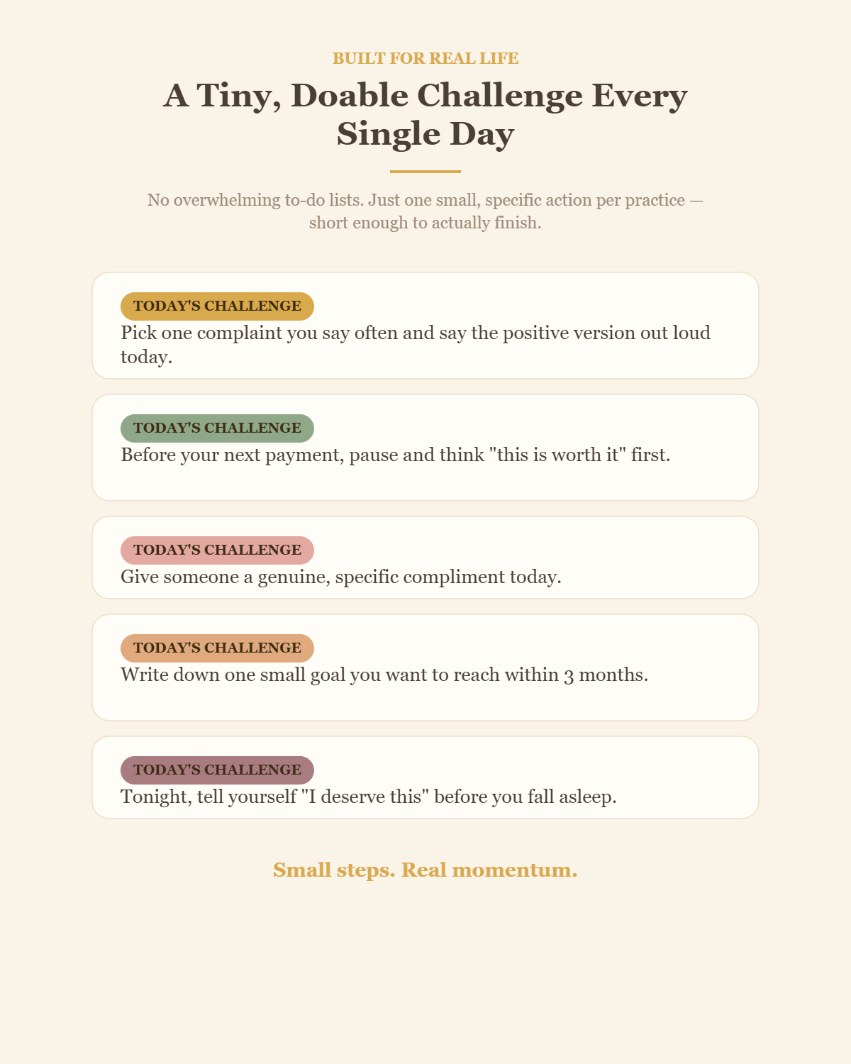 Today's Mini Challenge — one small, doable action per practice